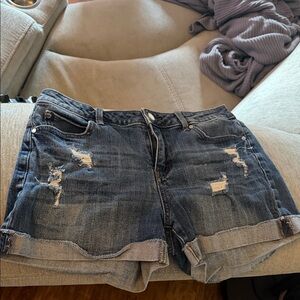 Giorgio Armani Blue Distressed Jean Shorts